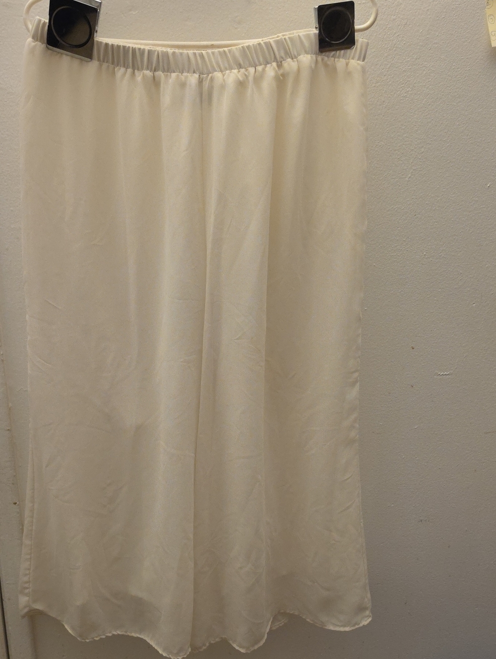 Cream White Chiffon Pants With Elastic